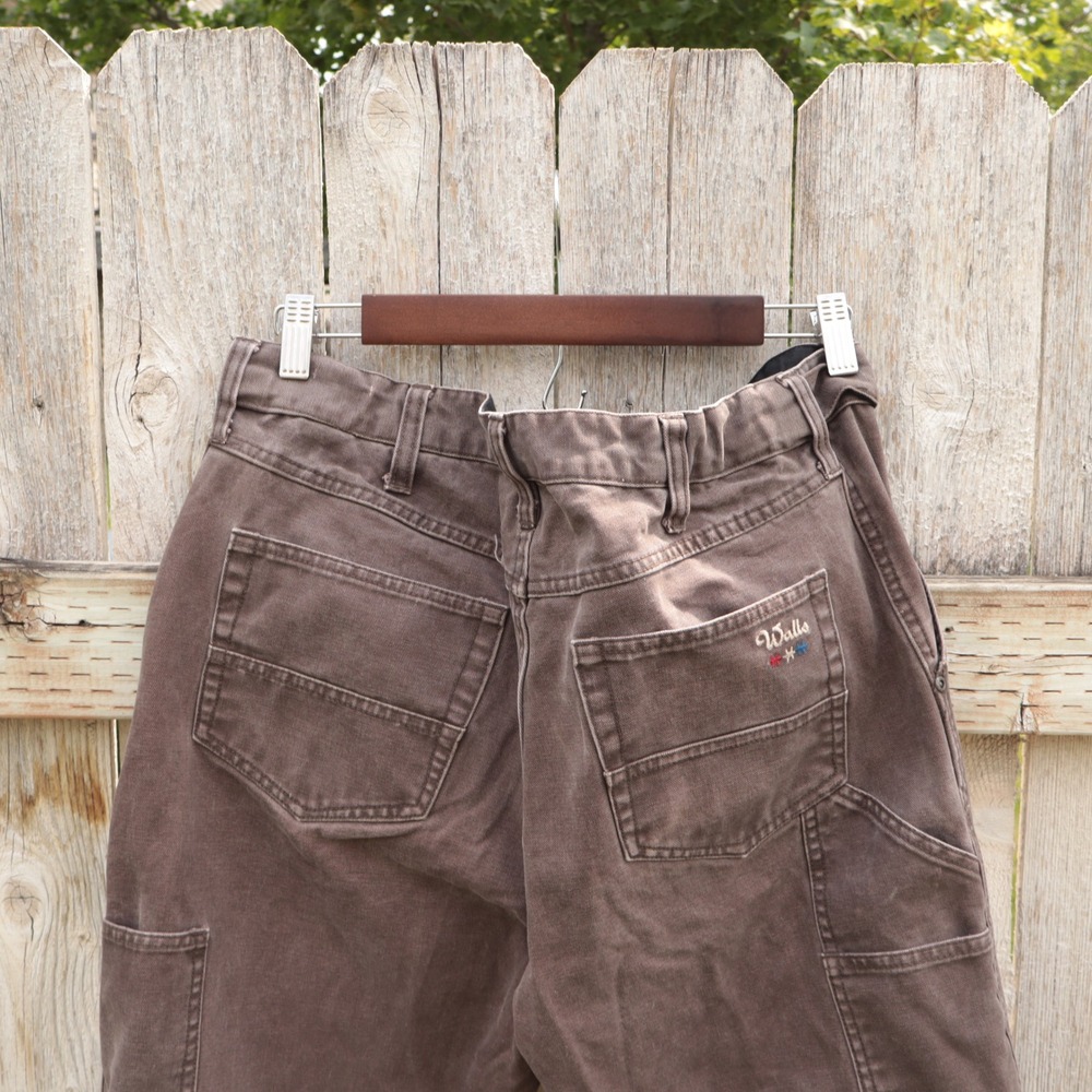y2k Walls Carpenter Pants Workwear Brown Distressed Mens 33x32